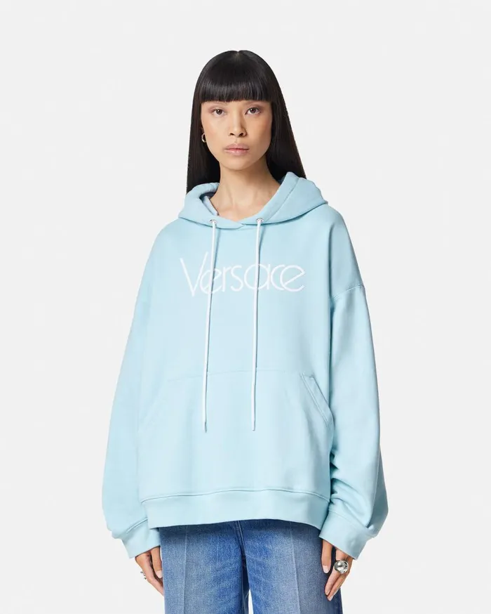 Versace TShirts and Sweatshirts 1978 ReEdition Logo Hoodie Light Blue 8211 Women Versace TShirts and Sweatshirts 1978 ReEdition Logo Hoodie Light Blue 8211 Women