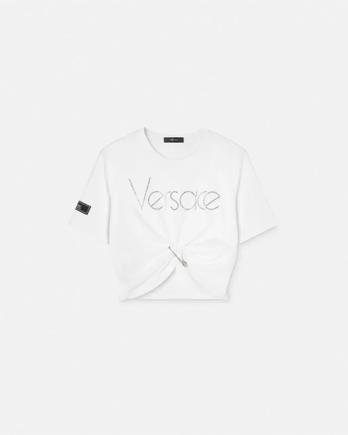 Versace TShirts and Sweatshirts Crystal 1978 ReEdition Logo TShirt White 8211 Women