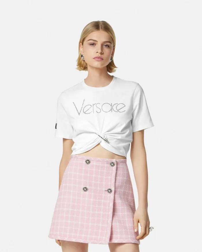 Versace TShirts and Sweatshirts Crystal 1978 ReEdition Logo TShirt White 8211 Women Versace TShirts and Sweatshirts Crystal 1978 ReEdition Logo TShirt White 8211 Women