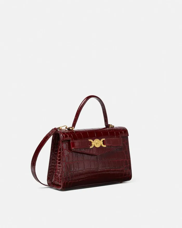 Versace Top Handle CrocEffect Medusa 03995 Handbag Burgundy 8211 Women Versace Top Handle CrocEffect Medusa 03995 Handbag Burgundy 8211 Women