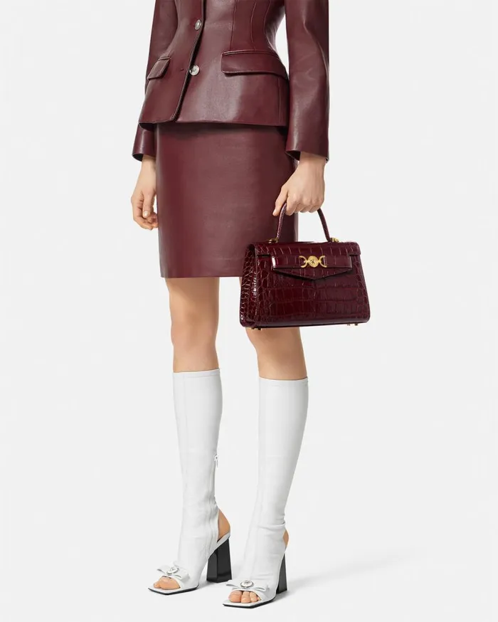 Versace Top Handle CrocEffect Medusa 03995 Handbag Burgundy 8211 Women Versace Top Handle CrocEffect Medusa 03995 Handbag Burgundy 8211 Women