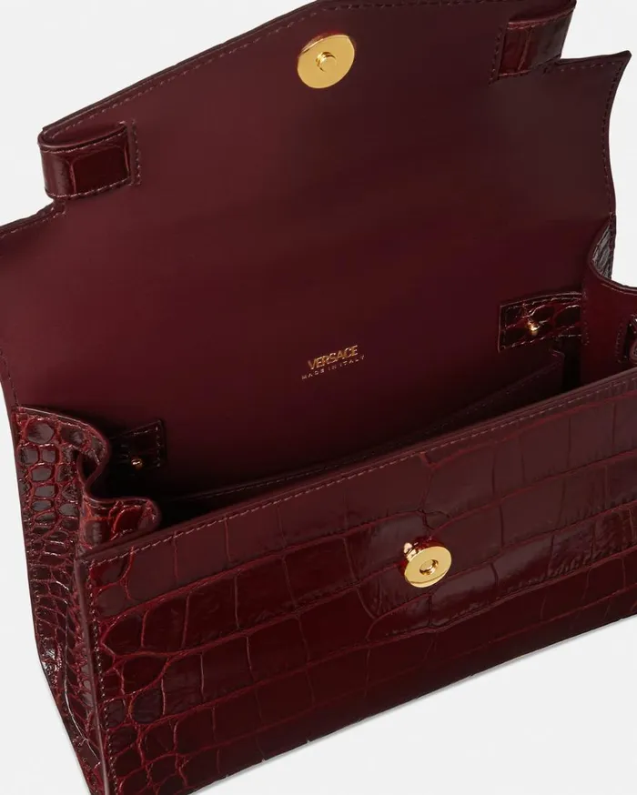 Versace Top Handle CrocEffect Medusa 03995 Handbag Burgundy 8211 Women Versace Top Handle CrocEffect Medusa 03995 Handbag Burgundy 8211 Women