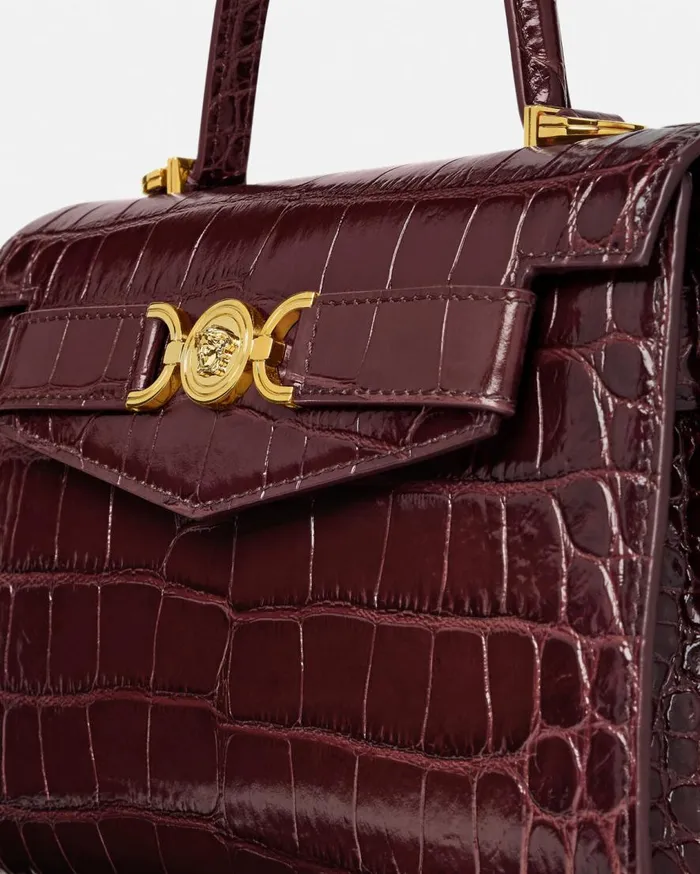 Versace Top Handle CrocEffect Medusa 03995 Handbag Burgundy 8211 Women Versace Top Handle CrocEffect Medusa 03995 Handbag Burgundy 8211 Women