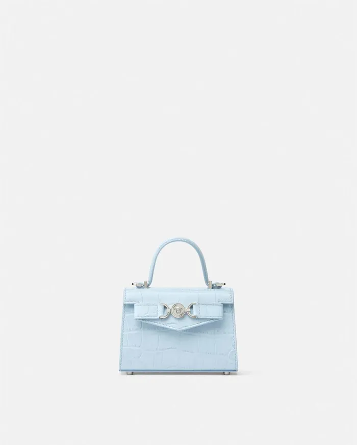 Versace Top Handle CrocEffect Medusa 03995 Mini Bag Light Blue 8211 Women