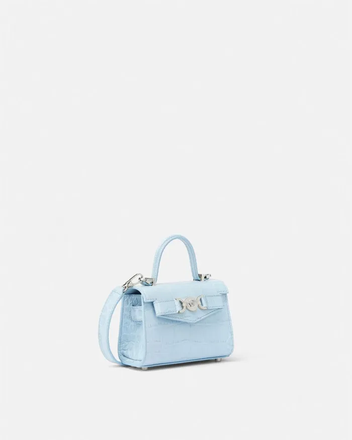 Versace Top Handle CrocEffect Medusa 03995 Mini Bag Light Blue 8211 Women Versace Top Handle CrocEffect Medusa 03995 Mini Bag Light Blue 8211 Women