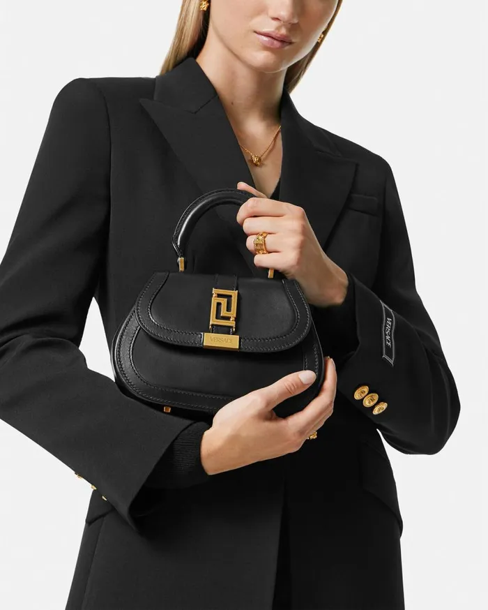 Versace Top Handle Greca Goddess Mini Bag Blackgold 8211 Women Versace Top Handle Greca Goddess Mini Bag Blackgold 8211 Women