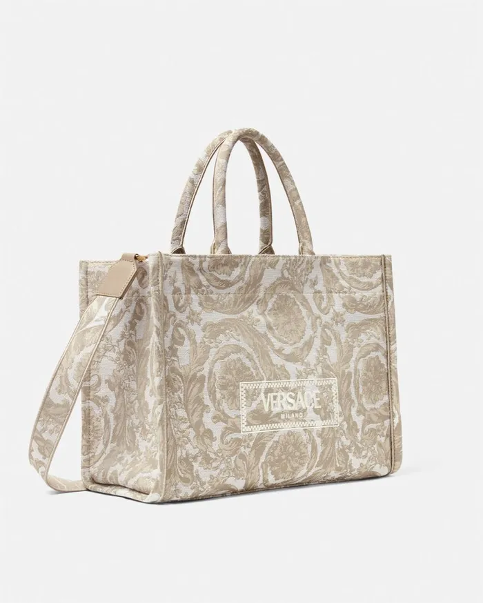 Versace Totes Barocco Athena Medium Tote Bag Beigeprint 8211 WomenMen Versace Totes Barocco Athena Medium Tote Bag Beigeprint 8211 WomenMen