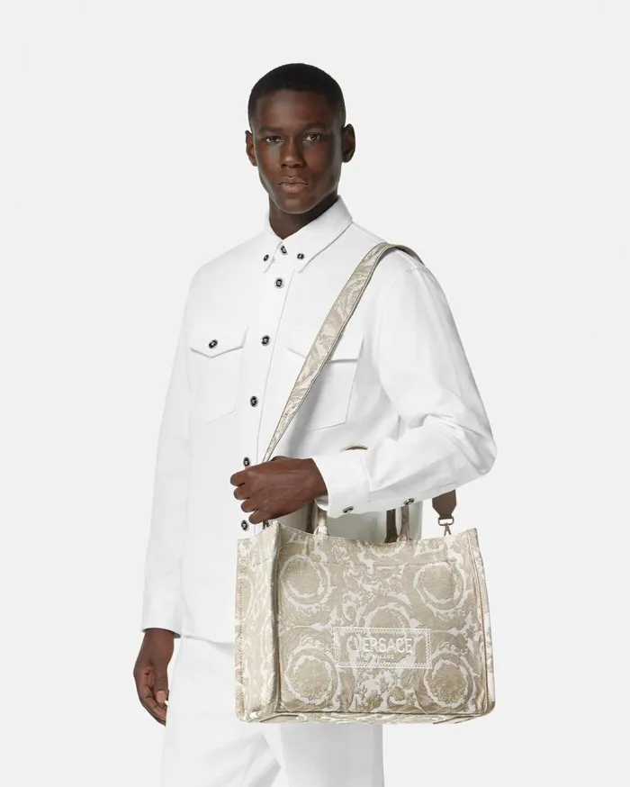 Versace Totes Barocco Athena Medium Tote Bag Beigeprint 8211 WomenMen Versace Totes Barocco Athena Medium Tote Bag Beigeprint 8211 WomenMen