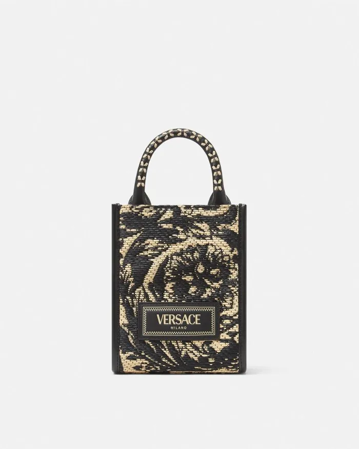 Versace Totes Barocco Athena Raffia Mini Bag Blackprint 8211 MenWomen