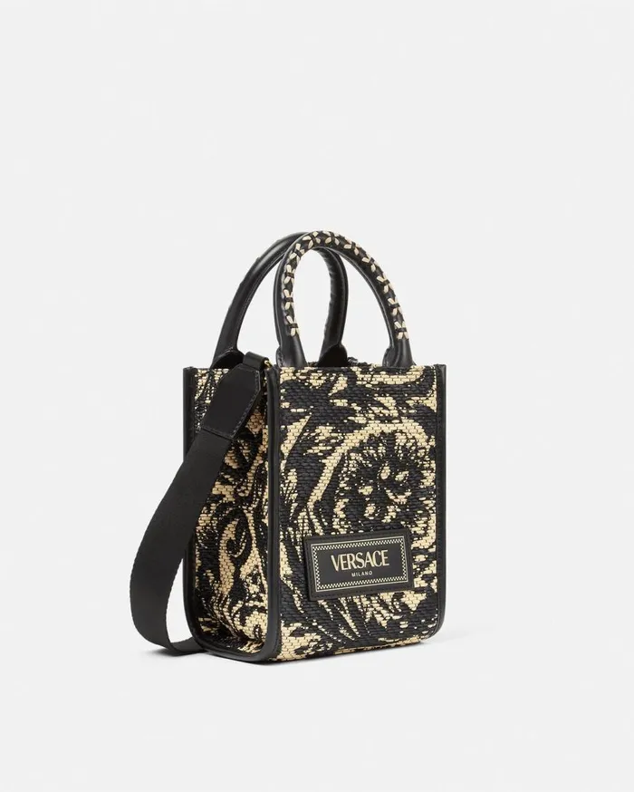 Versace Totes Barocco Athena Raffia Mini Bag Blackprint 8211 MenWomen Versace Totes Barocco Athena Raffia Mini Bag Blackprint 8211 MenWomen