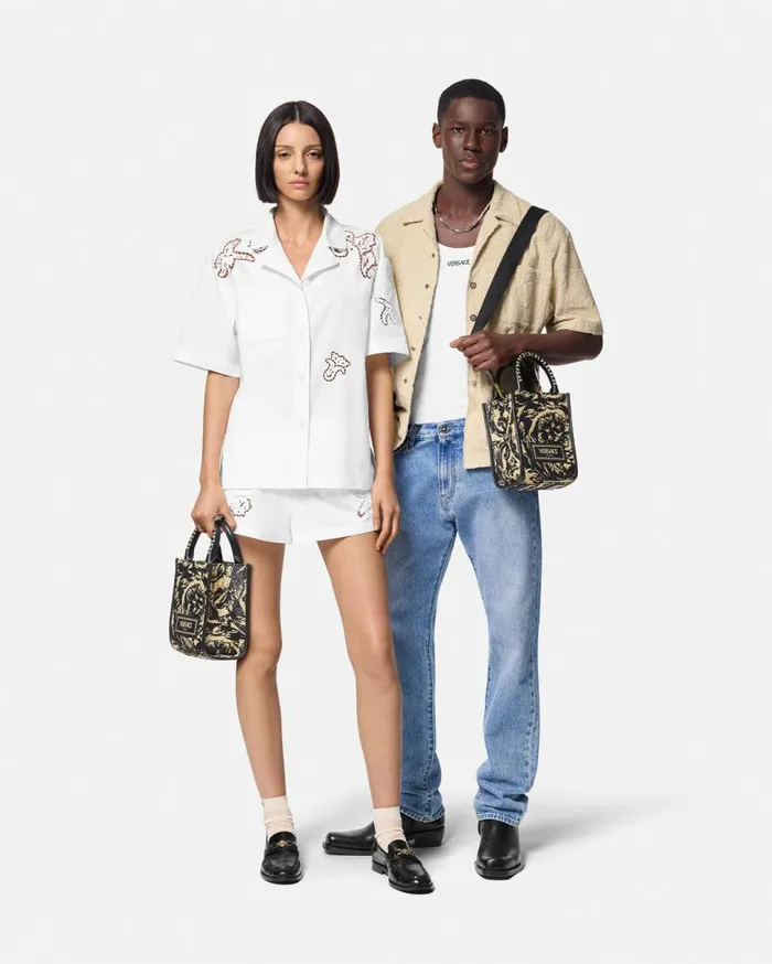 Versace Totes Barocco Athena Raffia Mini Bag Blackprint 8211 MenWomen Versace Totes Barocco Athena Raffia Mini Bag Blackprint 8211 MenWomen