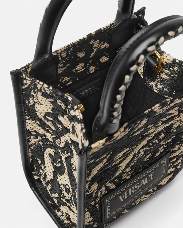 Versace Totes Barocco Athena Raffia Mini Bag Blackprint 8211 MenWomen Versace Totes Barocco Athena Raffia Mini Bag Blackprint 8211 MenWomen