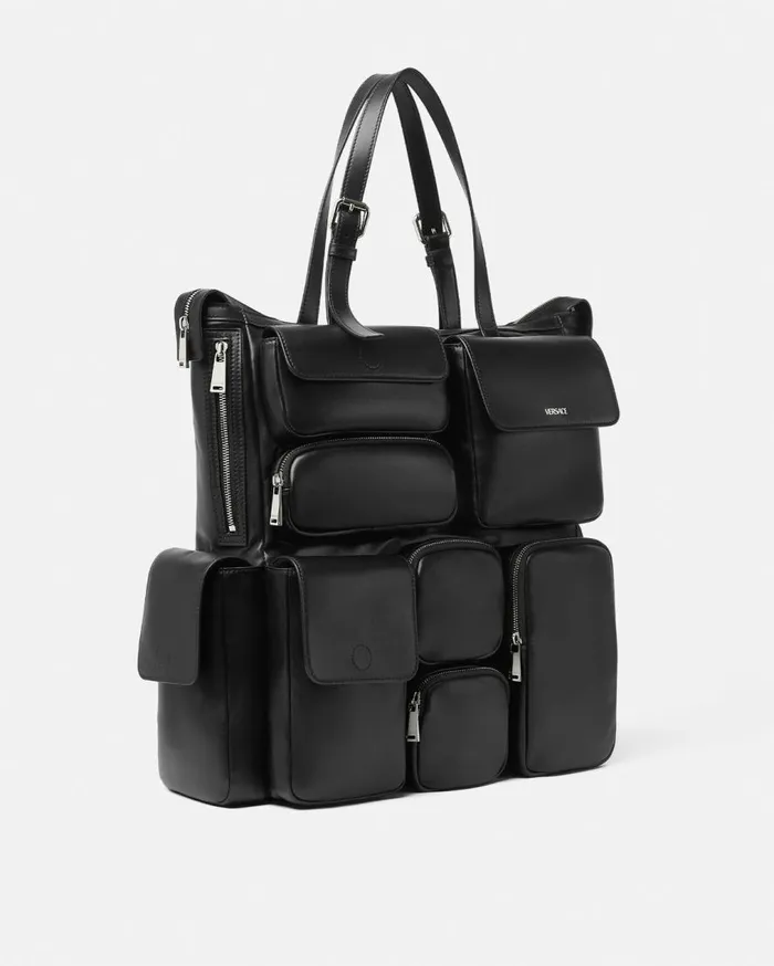 Versace Totes Cargo Large Tote Bag Blacksilver 8211 Men Versace Totes Cargo Large Tote Bag Blacksilver 8211 Men