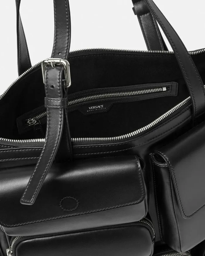Versace Totes Cargo Large Tote Bag Blacksilver 8211 Men Versace Totes Cargo Large Tote Bag Blacksilver 8211 Men