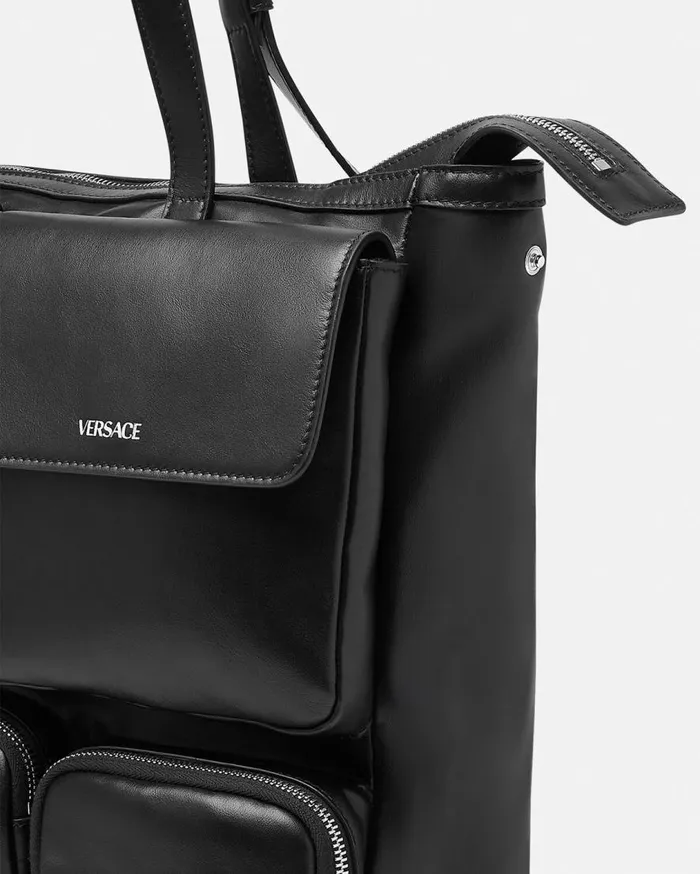 Versace Totes Cargo Large Tote Bag Blacksilver 8211 Men Versace Totes Cargo Large Tote Bag Blacksilver 8211 Men