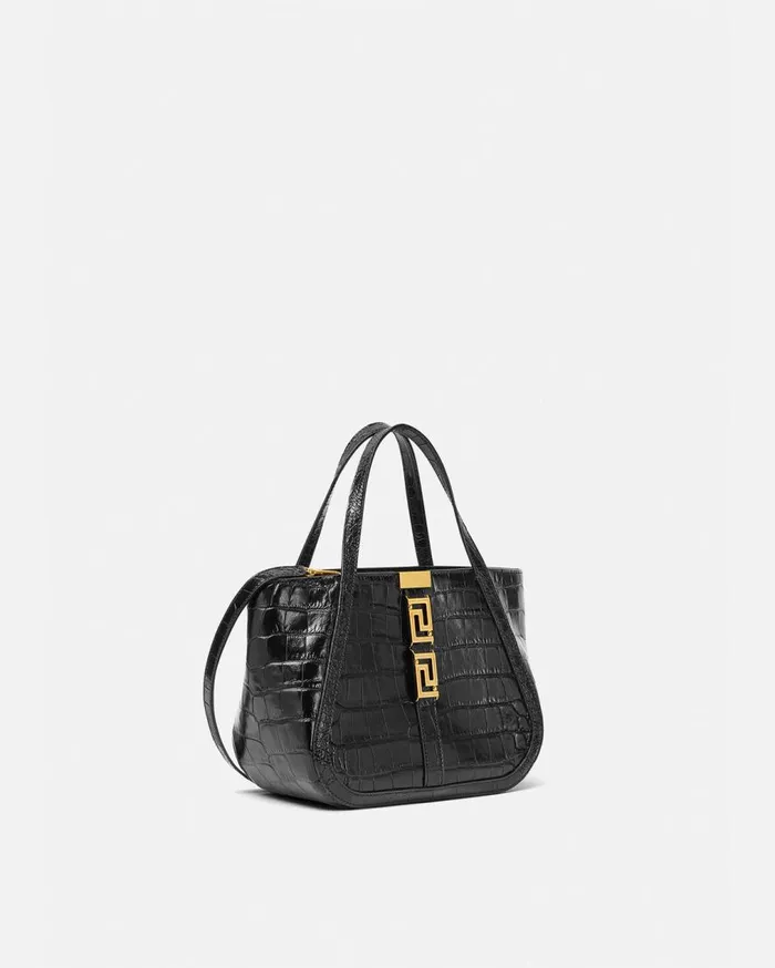 Versace Totes CrocEffect Greca Goddess Tote Bag Blackgold 8211 Women Versace Totes CrocEffect Greca Goddess Tote Bag Blackgold 8211 Women