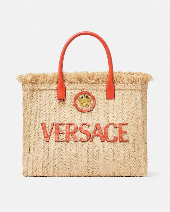 Versace Totes La Medusa Raffia Tote Bag Beige 8211 Women