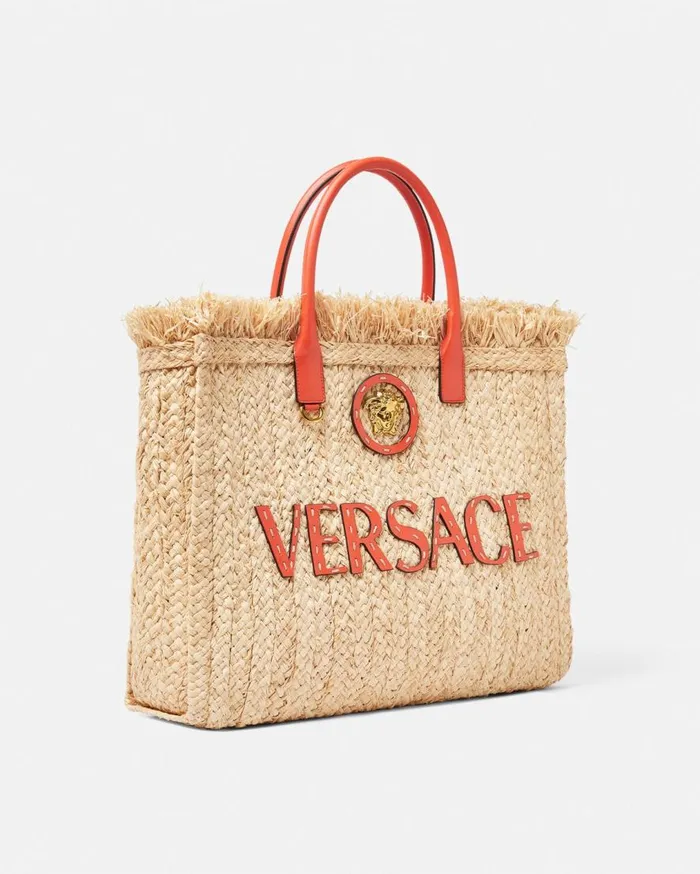 Versace Totes La Medusa Raffia Tote Bag Beige 8211 Women Versace Totes La Medusa Raffia Tote Bag Beige 8211 Women