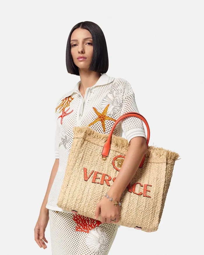 Versace Totes La Medusa Raffia Tote Bag Beige 8211 Women Versace Totes La Medusa Raffia Tote Bag Beige 8211 Women