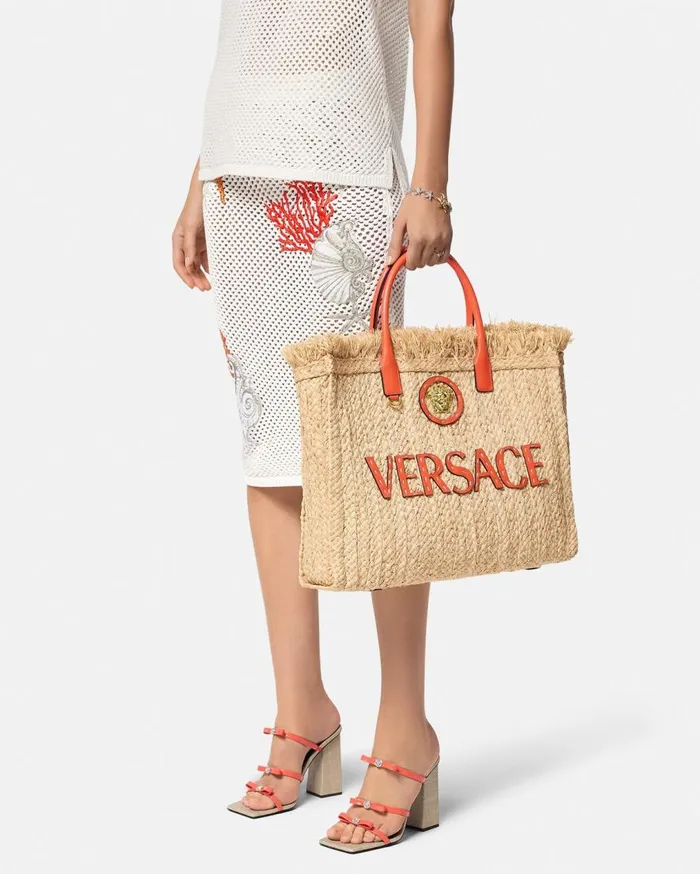Versace Totes La Medusa Raffia Tote Bag Beige 8211 Women Versace Totes La Medusa Raffia Tote Bag Beige 8211 Women