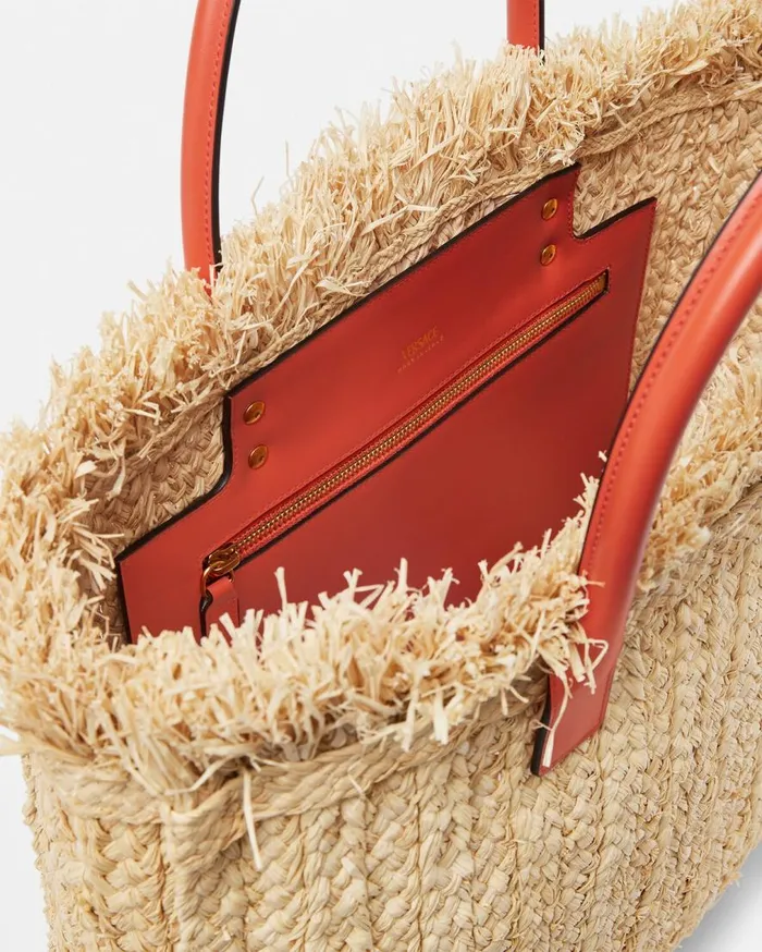 Versace Totes La Medusa Raffia Tote Bag Beige 8211 Women Versace Totes La Medusa Raffia Tote Bag Beige 8211 Women