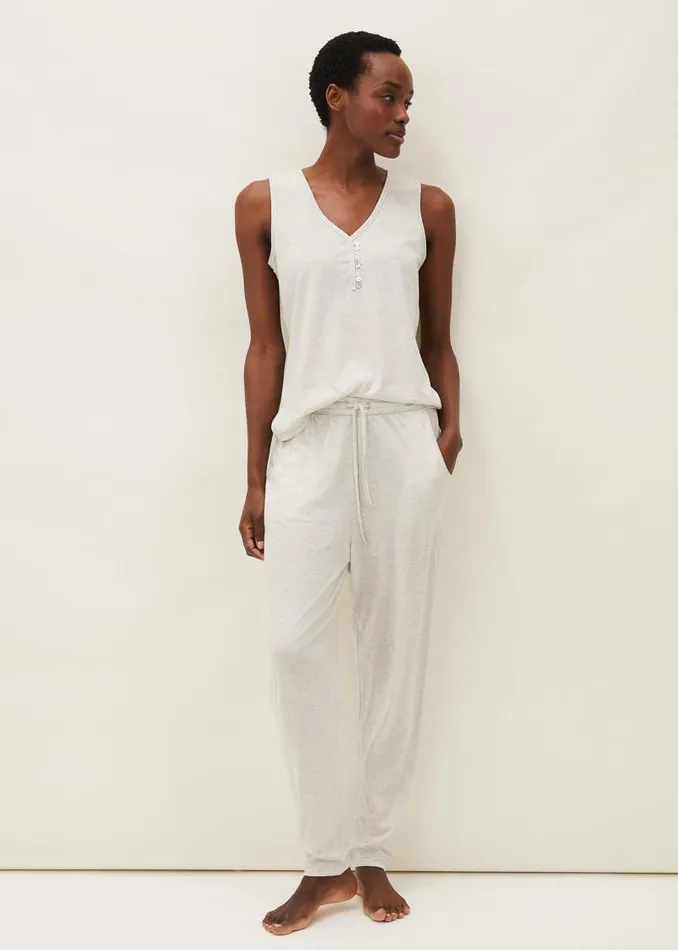 Vest Top And Trouser Pyjama Set Grey Marl Women Phase Eight Shirts and Blouses