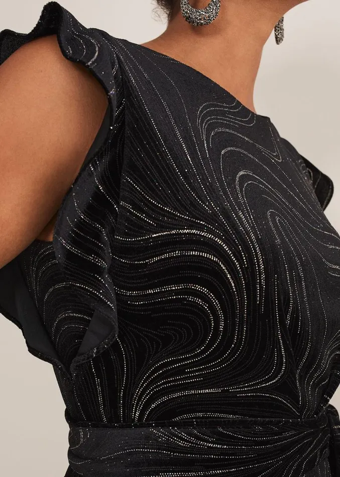 Victoriana Swirl Velvet Jumpsuit Blackgold Women Phase Eight Dresses