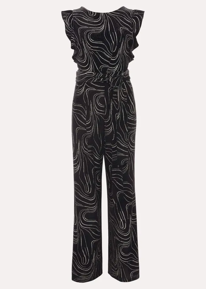Victoriana Swirl Velvet Jumpsuit Blackgold Women Phase Eight Dresses