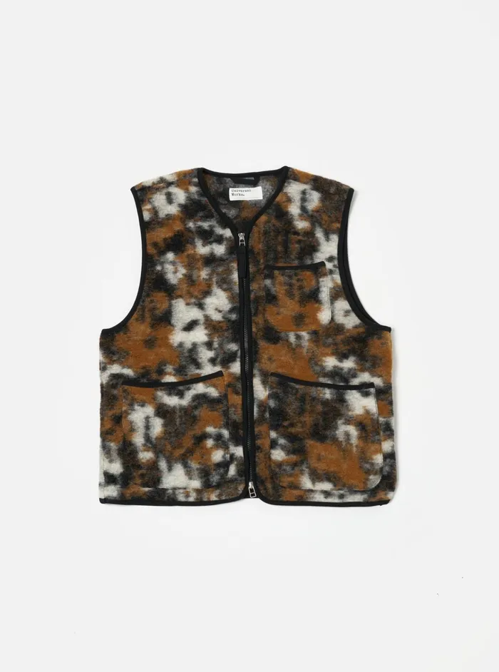 Waistcoats and Gilets Men Universal Works Universal Works Zip Gilet In Brown Ylang Flower Fleece