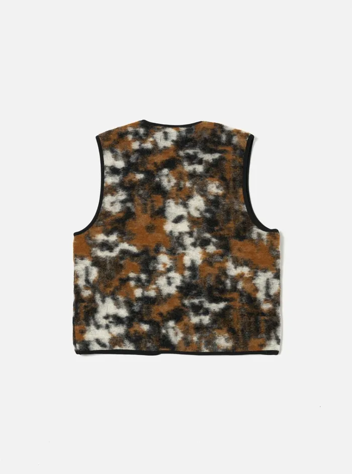 Waistcoats and Gilets Men Universal Works Universal Works Zip Gilet In Brown Ylang Flower Fleece