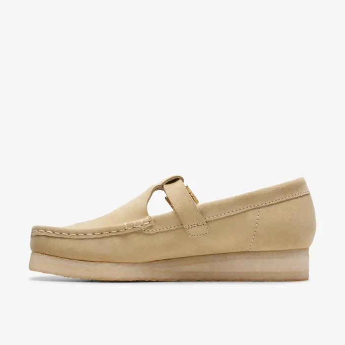 Wallabee TBar Maple Suede Women Clarks SlipOns