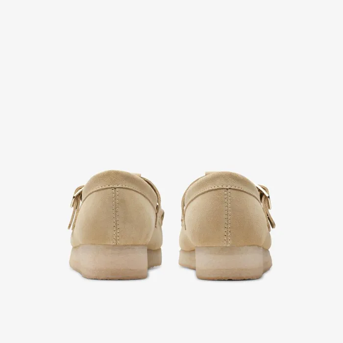 Wallabee TBar Maple Suede Women Clarks SlipOns