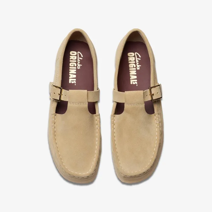 Wallabee TBar Maple Suede Women Clarks SlipOns