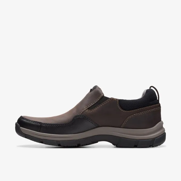 Walpath Step Dark Brown Leather Men Clarks Loafers and Slip Ons