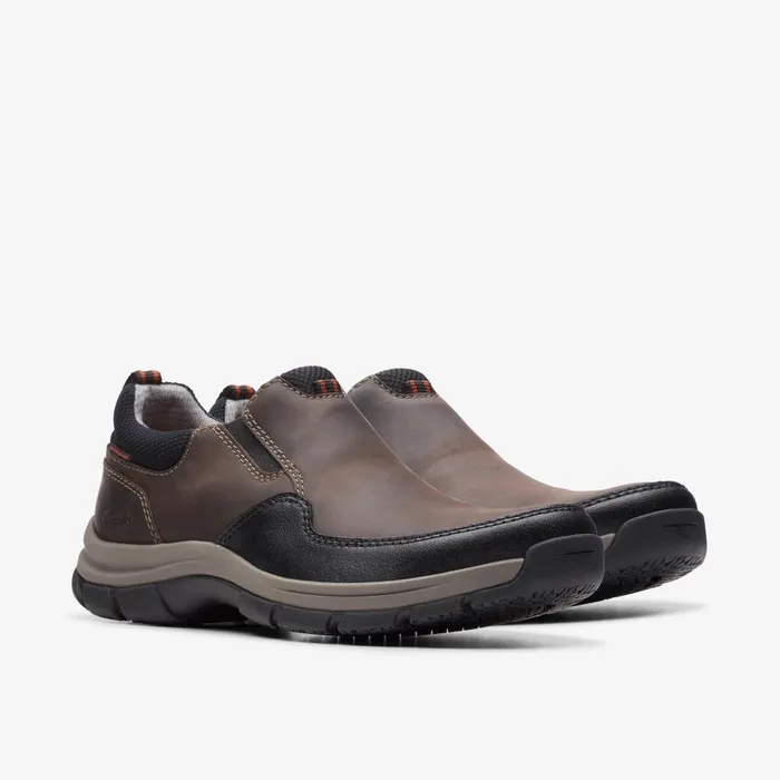 Walpath Step Dark Brown Leather Men Clarks Loafers and Slip Ons
