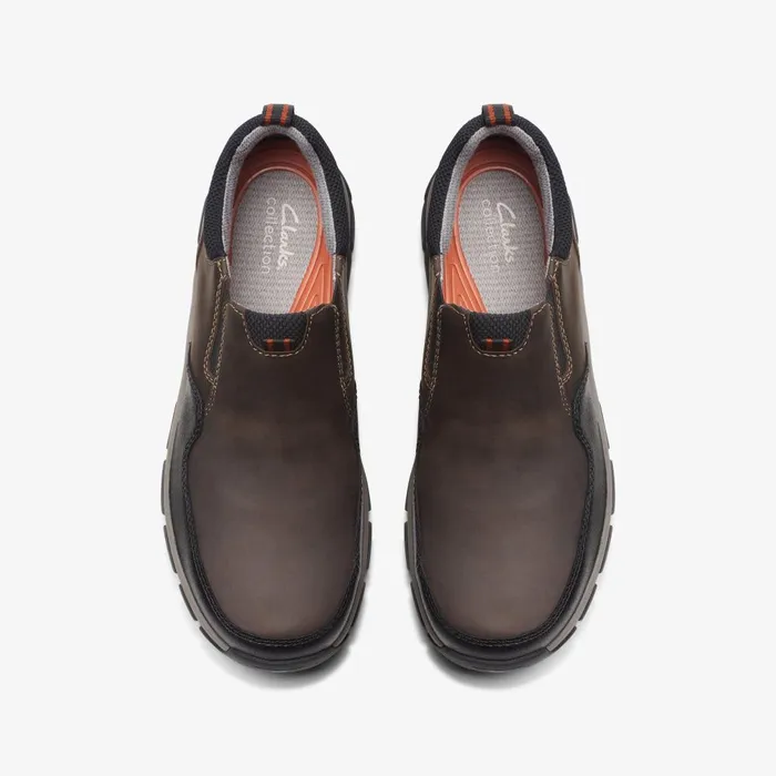 Walpath Step Dark Brown Leather Men Clarks Loafers and Slip Ons