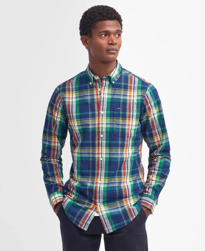 Warwick Tailored LongSleeved Shirt Indigo Men Barbour Shirts