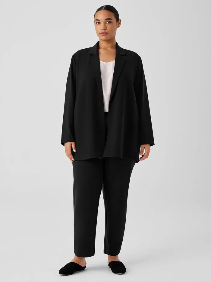 Washable Flex Ponte Notch Collar Long Blazer Black Women Eileen Fisher Jackets Coats and Vests