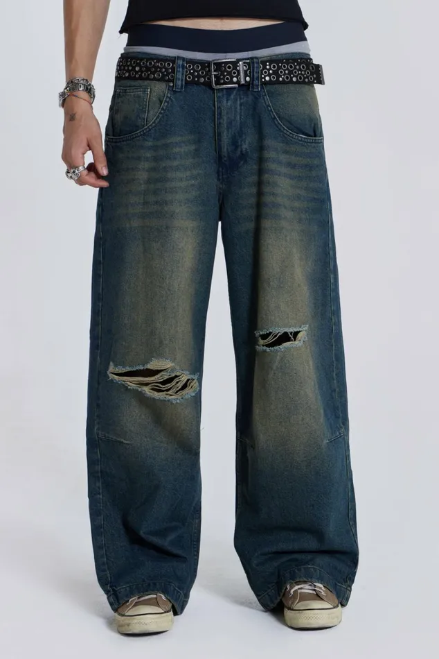 Washed Blue Busted Colossus Jeans Blue WomenMen Jaded London Colossus Jeans Washed Blue Busted Colossus Jeans Blue WomenMen Jaded London Colossus Jeans