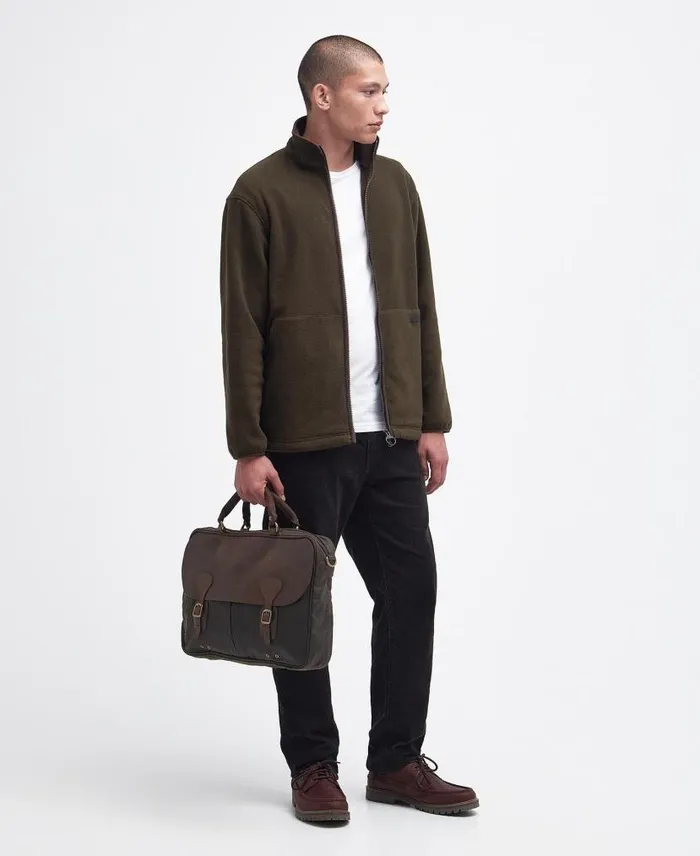 Wax Leather Briefcase Navy Men Barbour Bags and Luggage