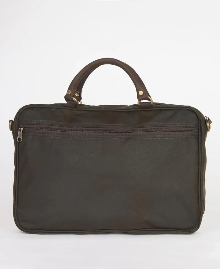 Wax Leather Briefcase Navy Men Barbour Bags and Luggage