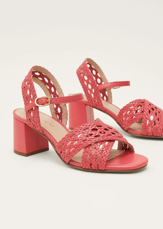 Weave Heeled Sandal Coral Women Phase Eight Heels
