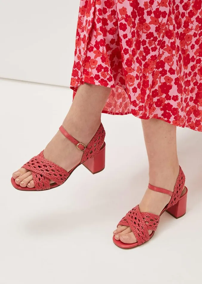 Weave Heeled Sandal Coral Women Phase Eight Heels