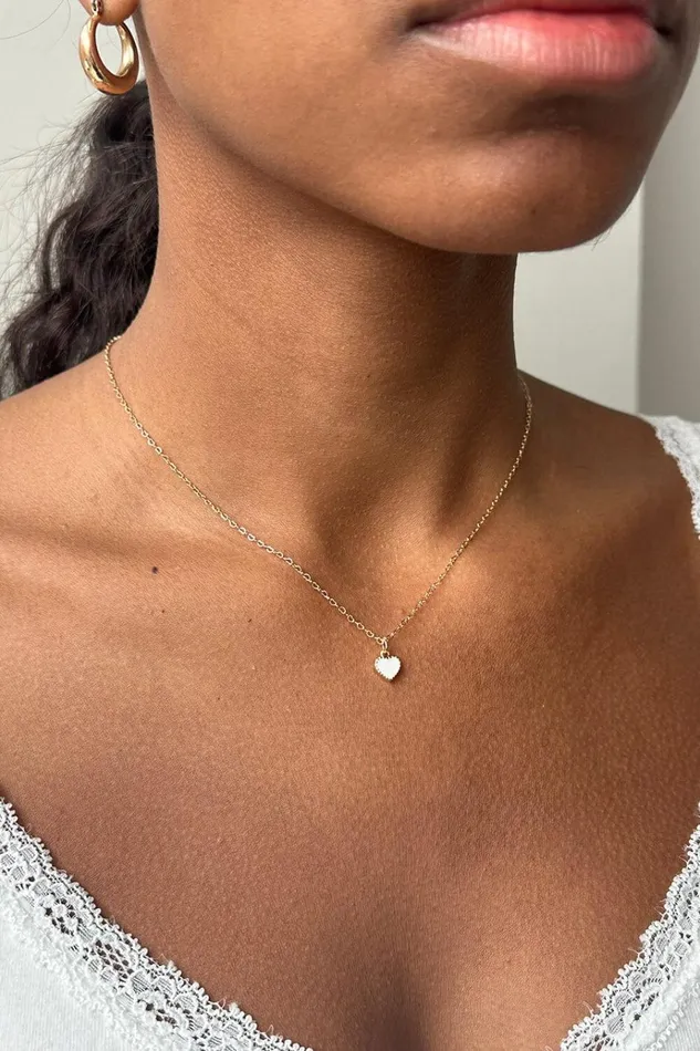 White Heart Necklace Gold Women Brandy Melville Jewelry