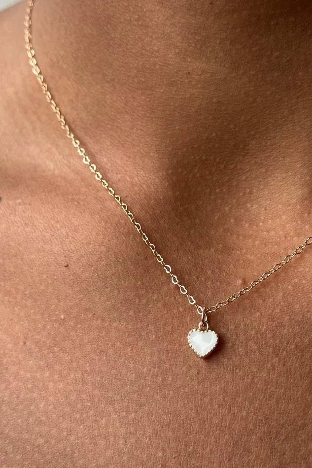 White Heart Necklace Gold Women Brandy Melville Jewelry