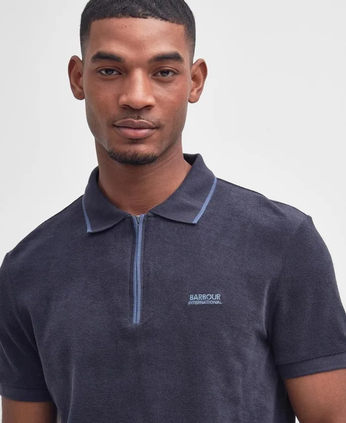 Wilton Terry ShortSleeved Polo Shirt Dark Navy Men Barbour Polo Shirts