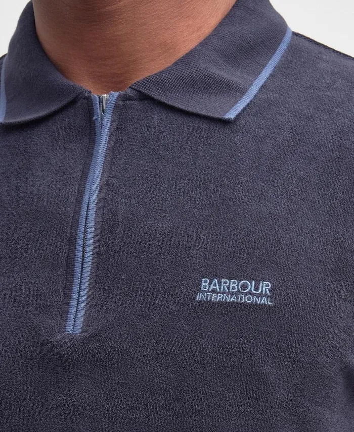 Wilton Terry ShortSleeved Polo Shirt Dark Navy Men Barbour Polo Shirts