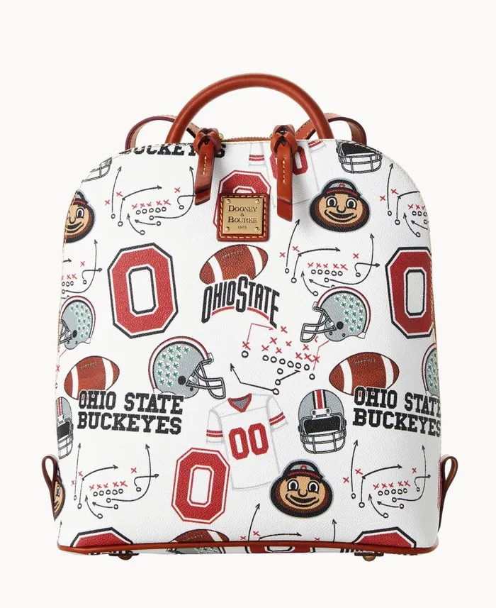 Woman Collegiate Ohio State University Zip Pod Backpack Ohio State Dooney and Bourke Backpacks