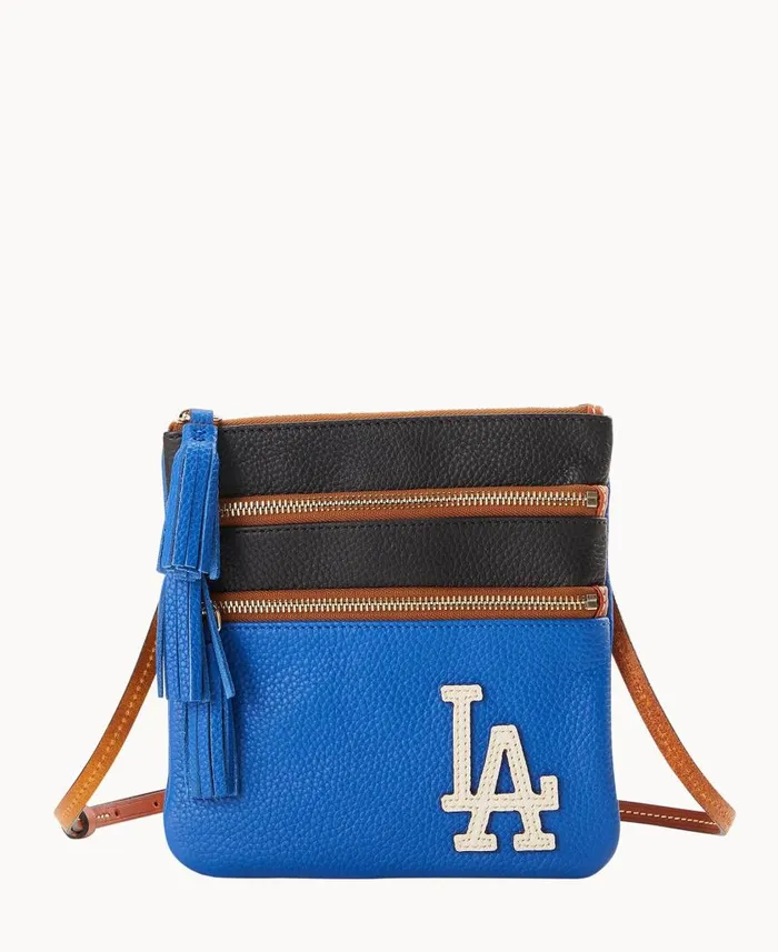 Woman MLB Dodgers Triple Zip Crossbody Dodgers Dooney and Bourke Crossbodies