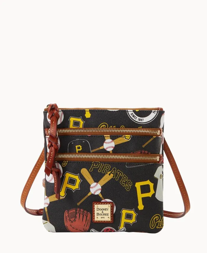 Woman MLB Pirates N S Triple Zip Crossbody Pirates Dooney and Bourke Crossbodies